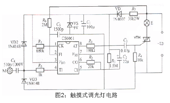 觸摸開關應用雙向可控硅線